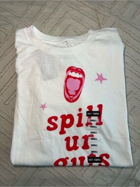 Olivia Rodrigo White Graphic Tee with Pink & Red Print